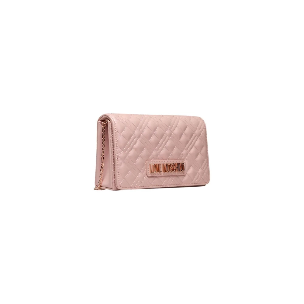 Love Moschino Schoudertas met Ketting en Logo Pink Dames
