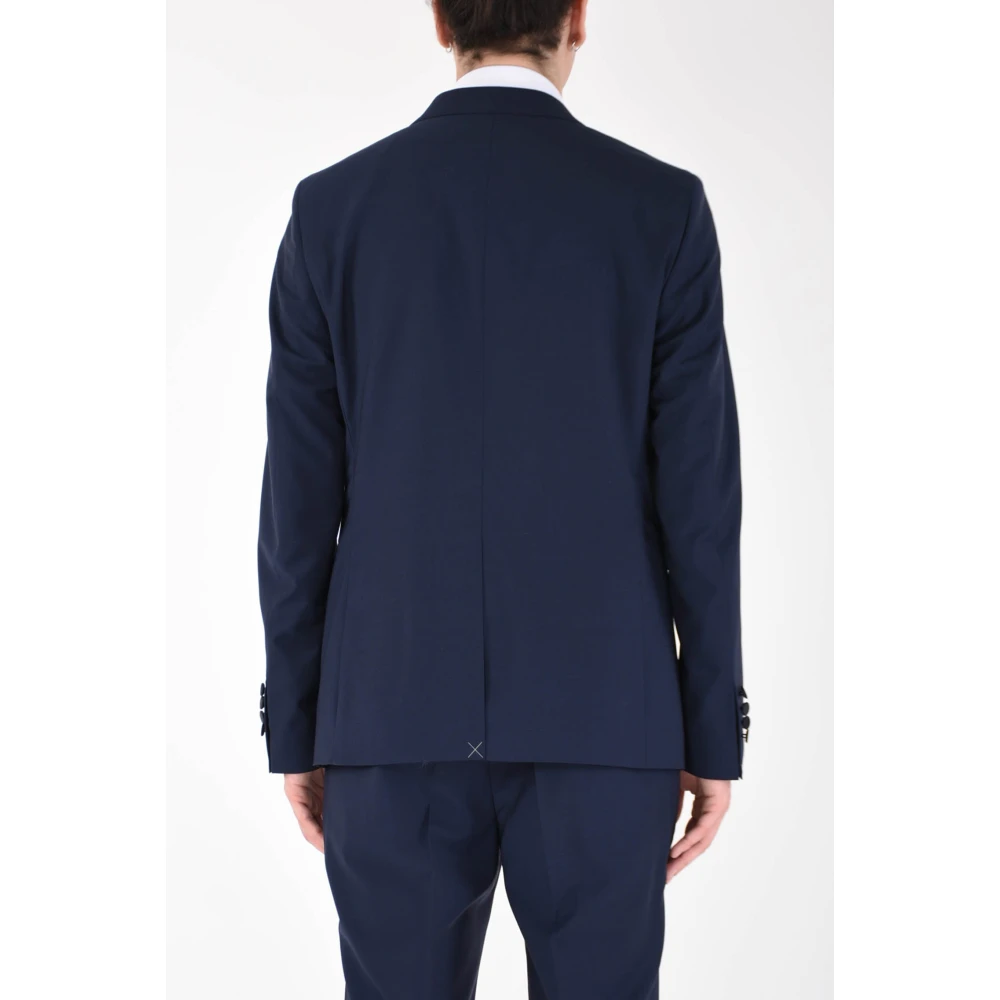 Paoloni Single Breasted Suits Blue Heren