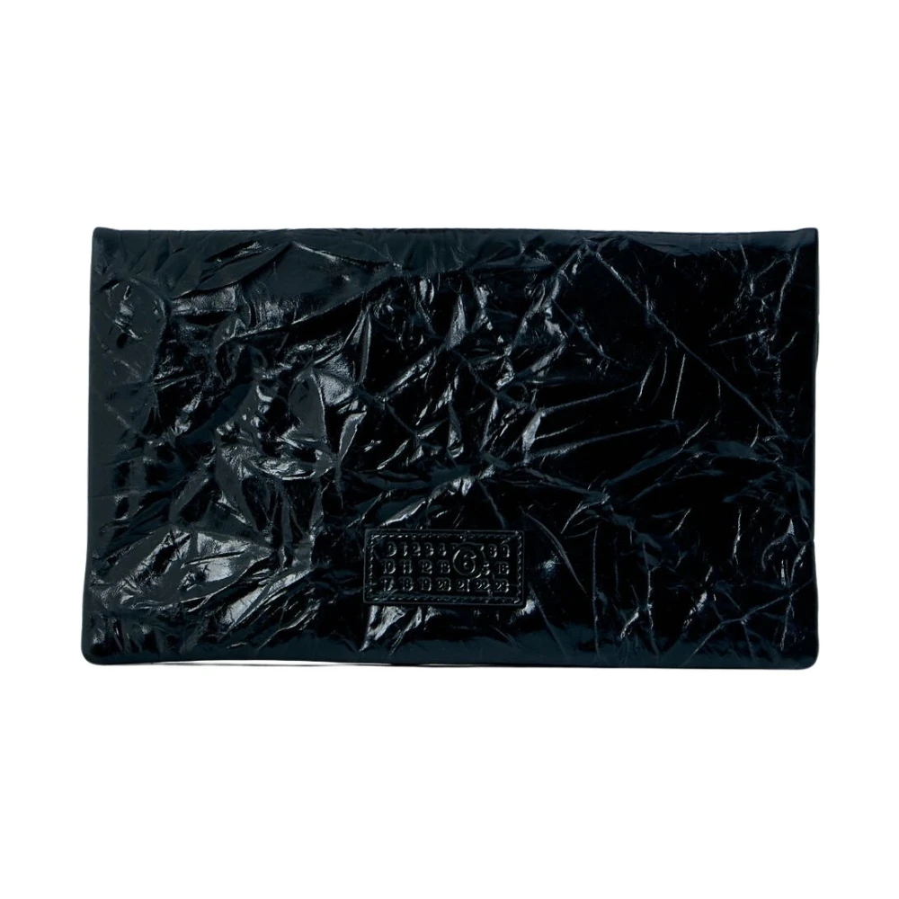 Mm6 Maison Margiela Women's Black Clutches, One Size, Single-Stitch Logo Clutch Bag