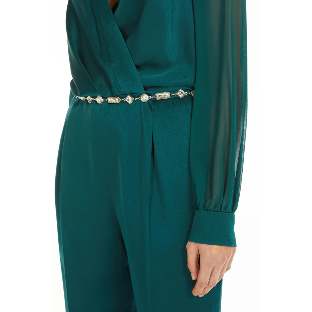 Max Mara Studio Satijnen Jumpsuit met Zijden Mouwen Green Dames