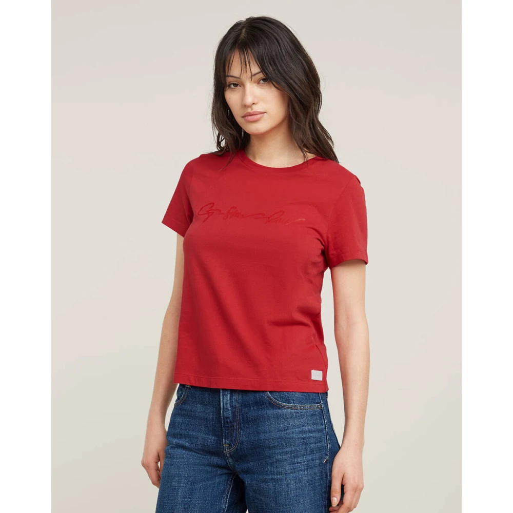 G-Star Glanzende Lange Mouw Top Red Dames