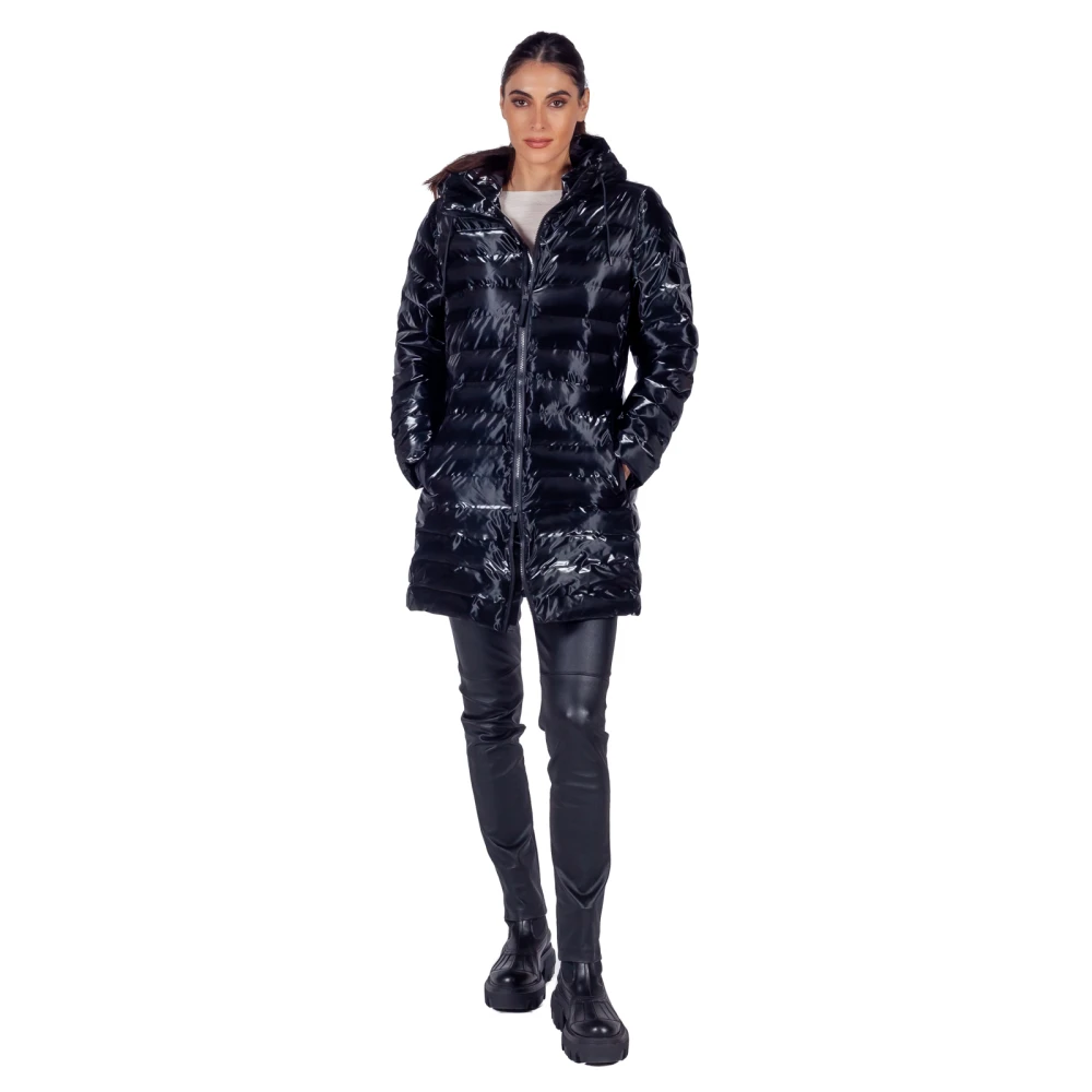 Rains Lohja Curve W3T3 Lange Gewatteerde Pufferjas Black Dames