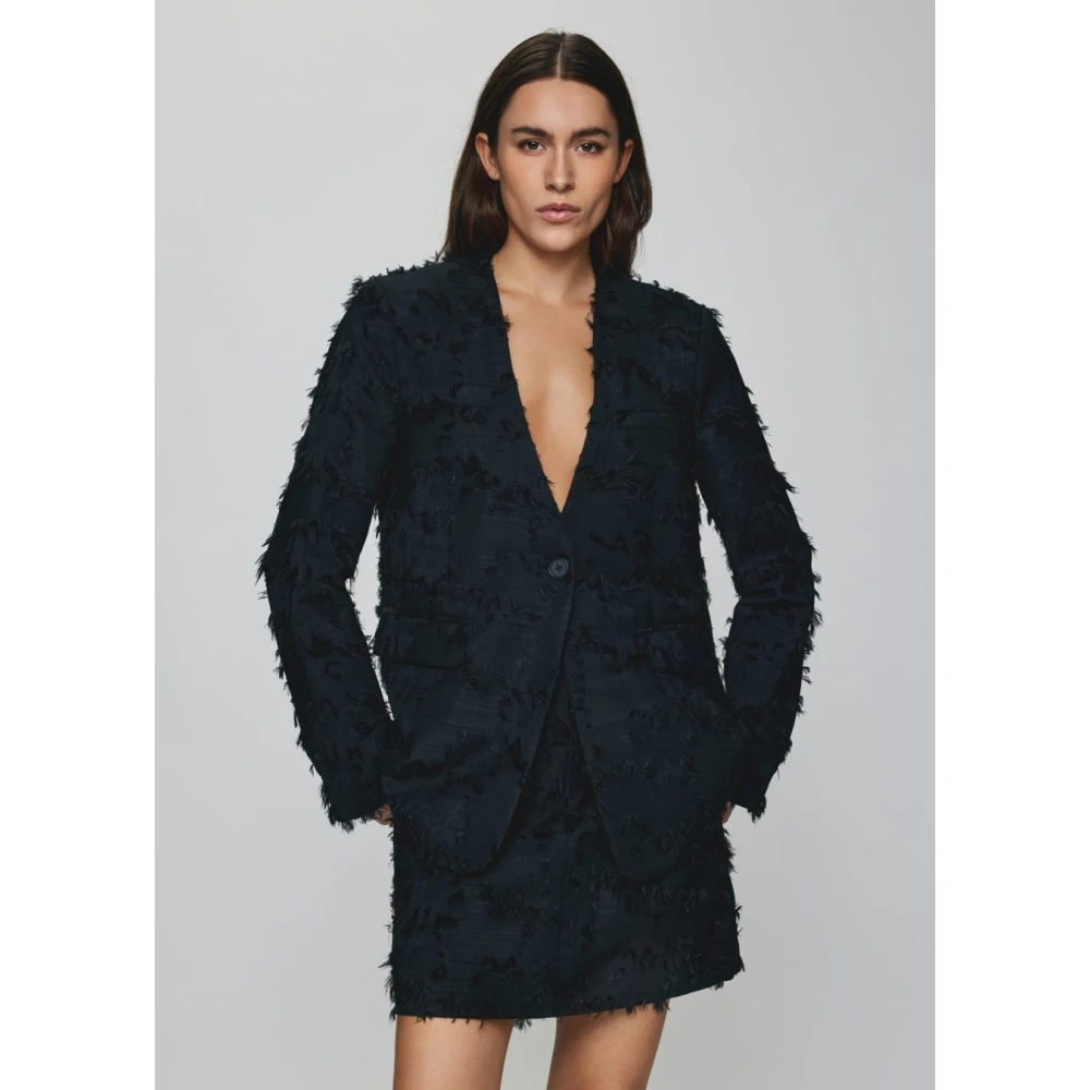 moss copenhagen Zwarte Korte Rok met Fluffy Details Augustina Black Dames