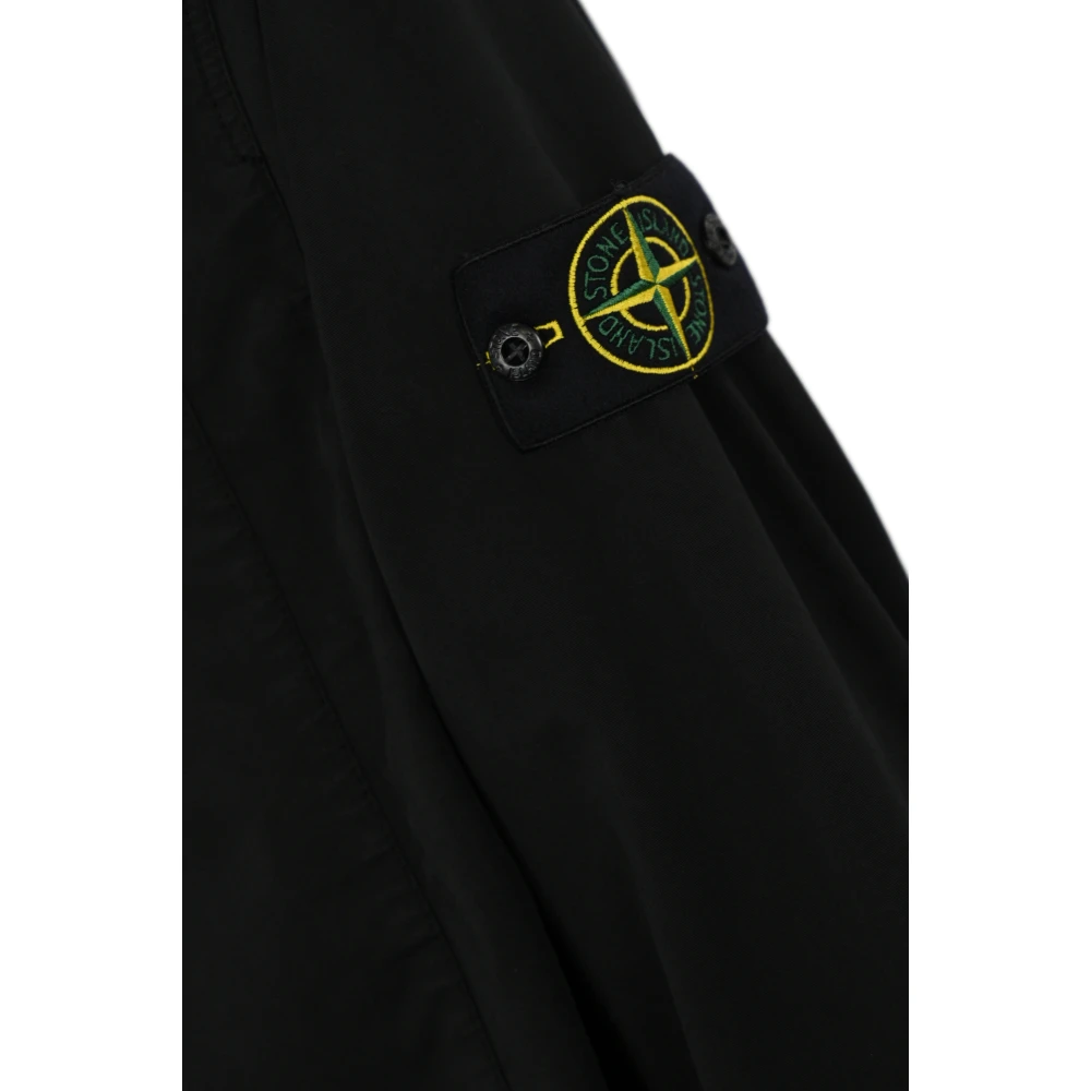 Stone Island Zwarte Katoenen Overshirt Jas Black Heren
