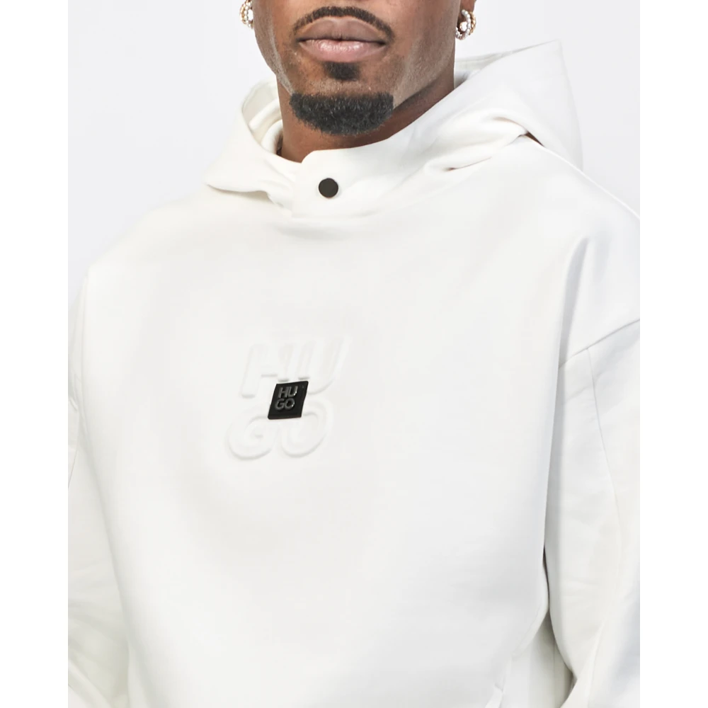Hugo Boss Witte hoodie met logodetails White Heren