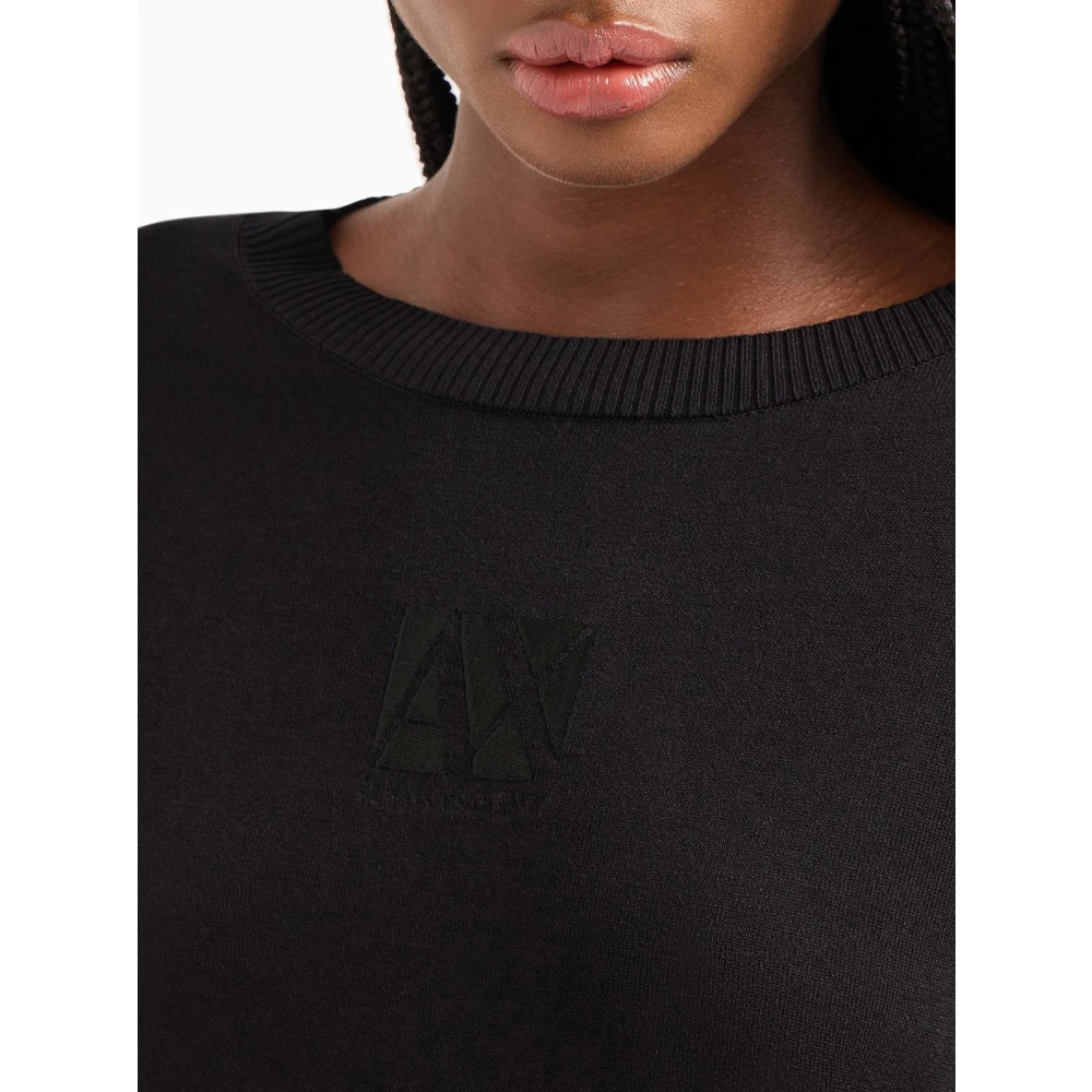 Armani Exchange Zwarte Viscose Trui voor Vrouwen Black Dames