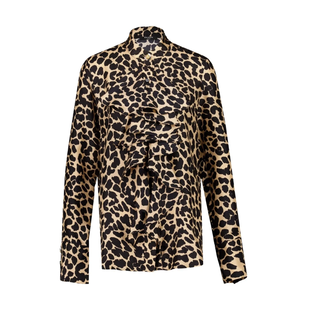 Balmain Multicolor Leopard Print Ruffled Shirt - Female - Blouses - Xs - Blouses & Shirts