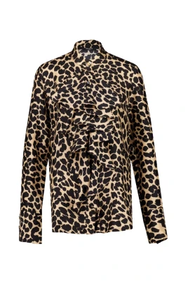 Leopardmönstrad skjorta med volanger
