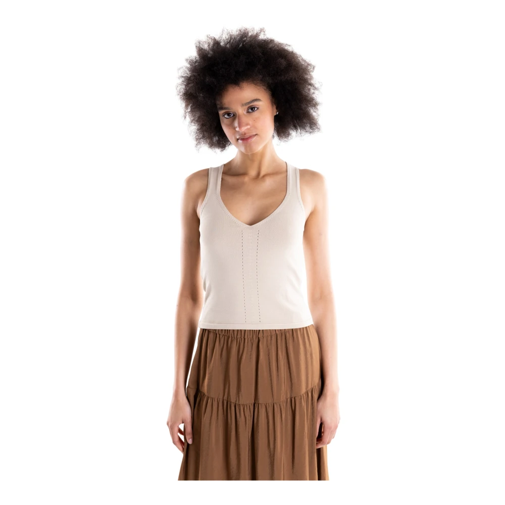 Akep - Top De Cuello En V - Tops - Mujer - Beige - S