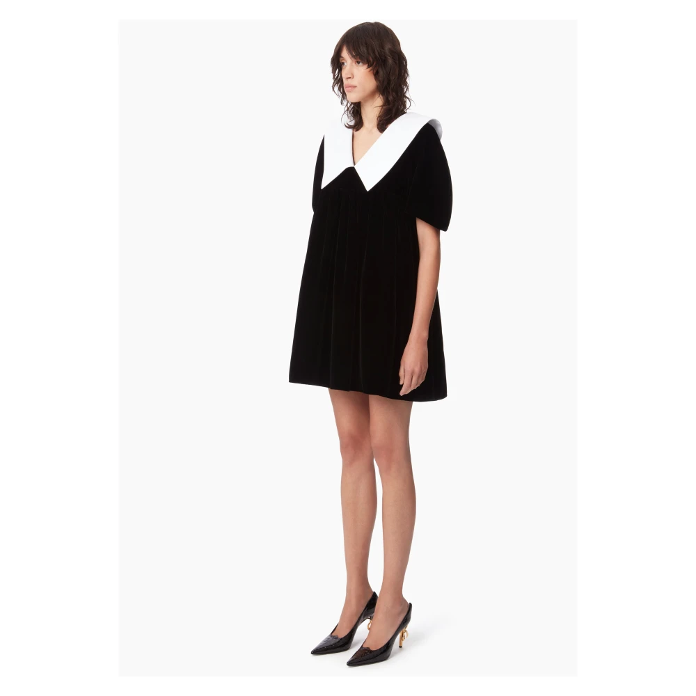 Nina Ricci Zwarte Velvet Babydoll Jurk Black Dames