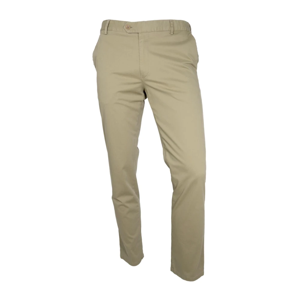 Meyer Men's Beige Fine Micro Print Flex Trousers Oslo - Chinos - W42 L32 - Trousers