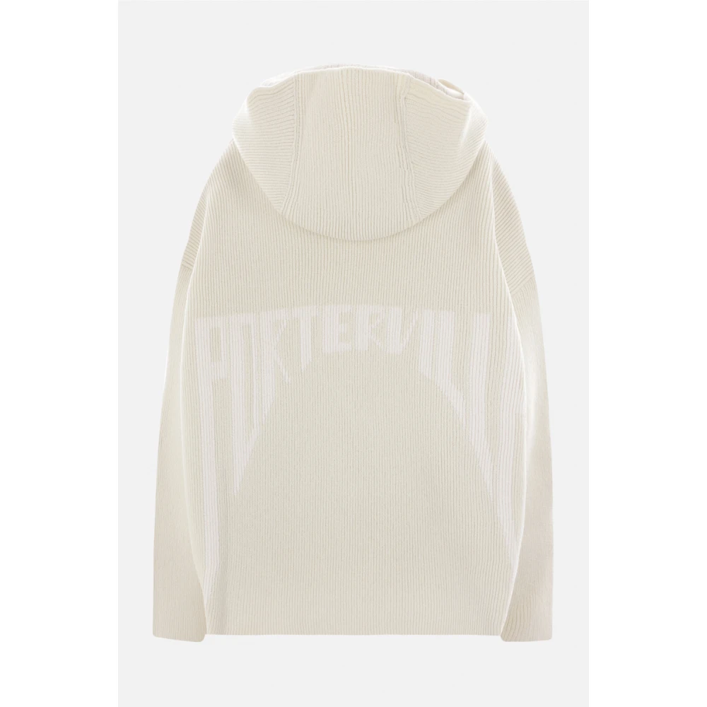 Rick Owens Hooded wollen trui met rits Beige Dames