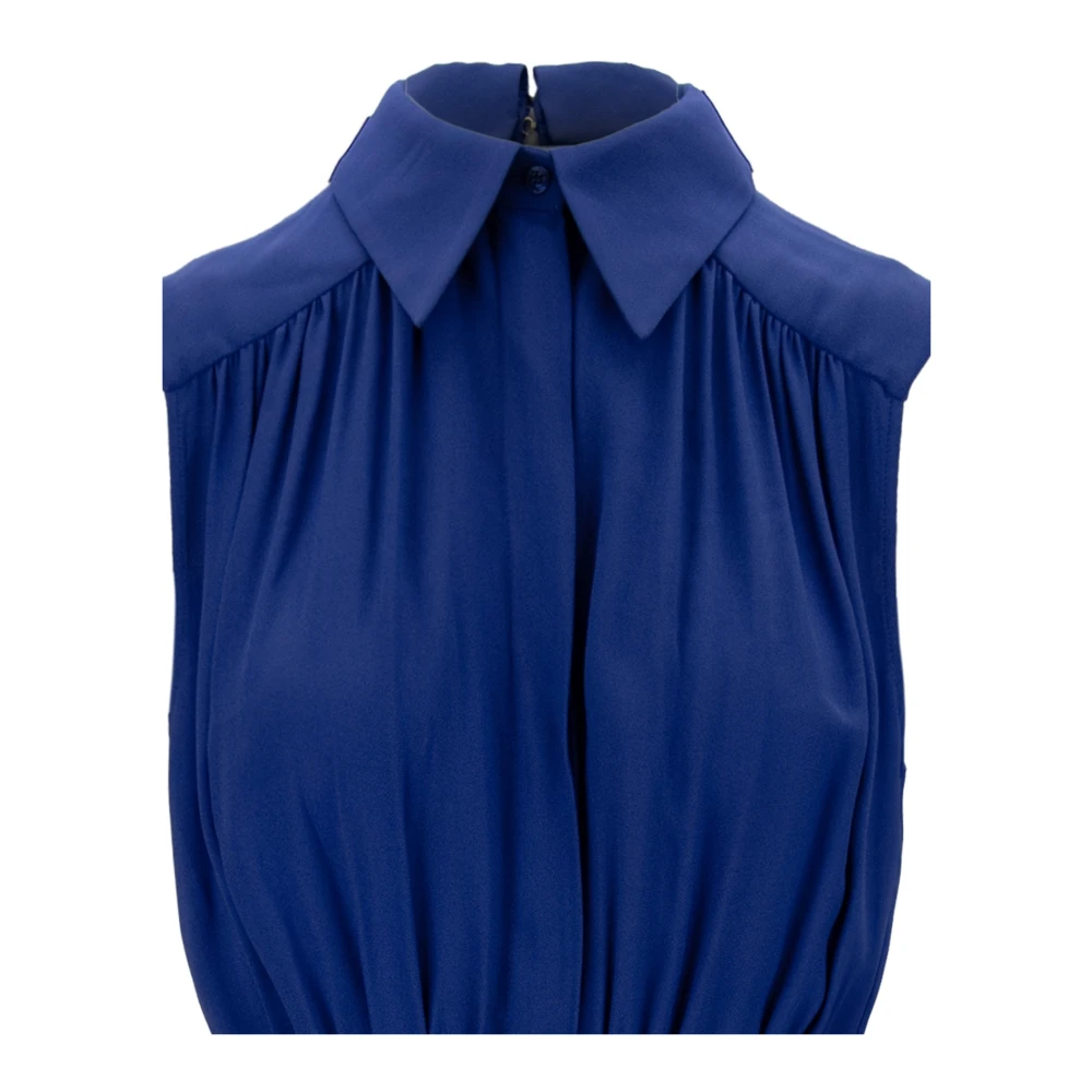 Elisabetta Franchi Elegante Jumpsuit met Stropdas en Knopen Blue Dames
