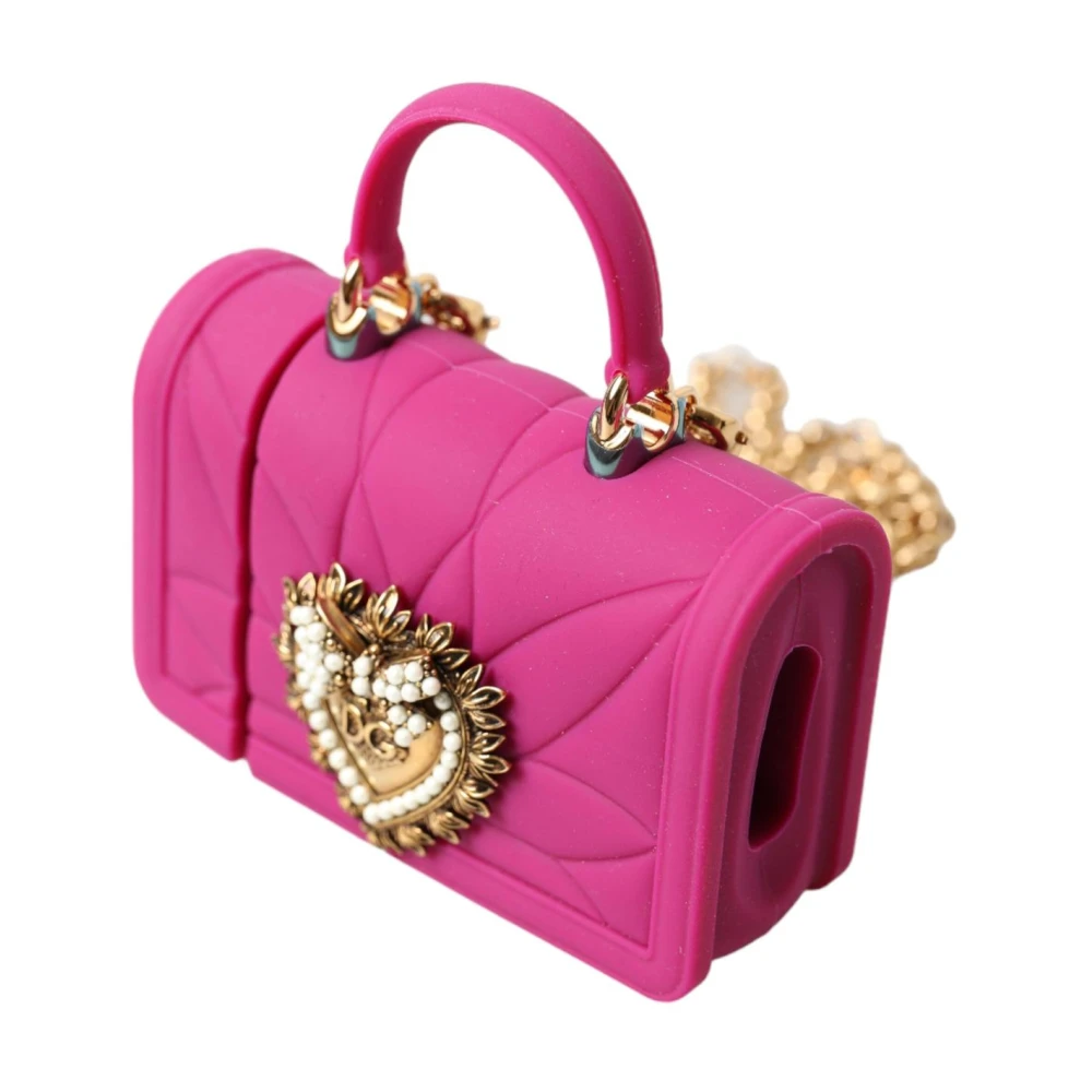 Dolce & Gabbana Gewatteerde Siliconen Mini Tas met Ketting Pink Dames