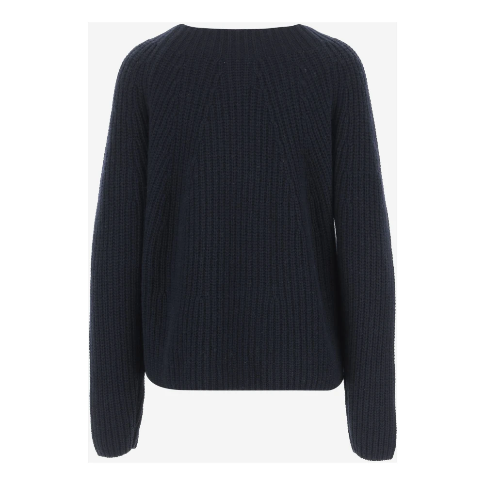 allude Katoen Kasjmier Crew Neck Sweater Navy Blue Dames