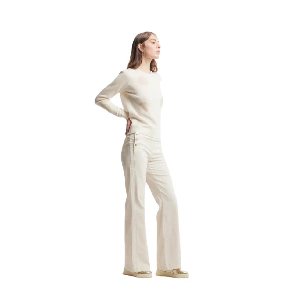Kocca Beige Flare Jeans met decoratieve knopen Beige Dames