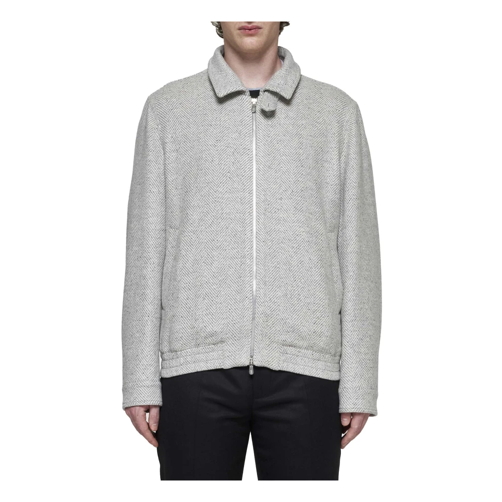 BRUNELLO CUCINELLI Chevron Bomber Jacket Gray Heren
