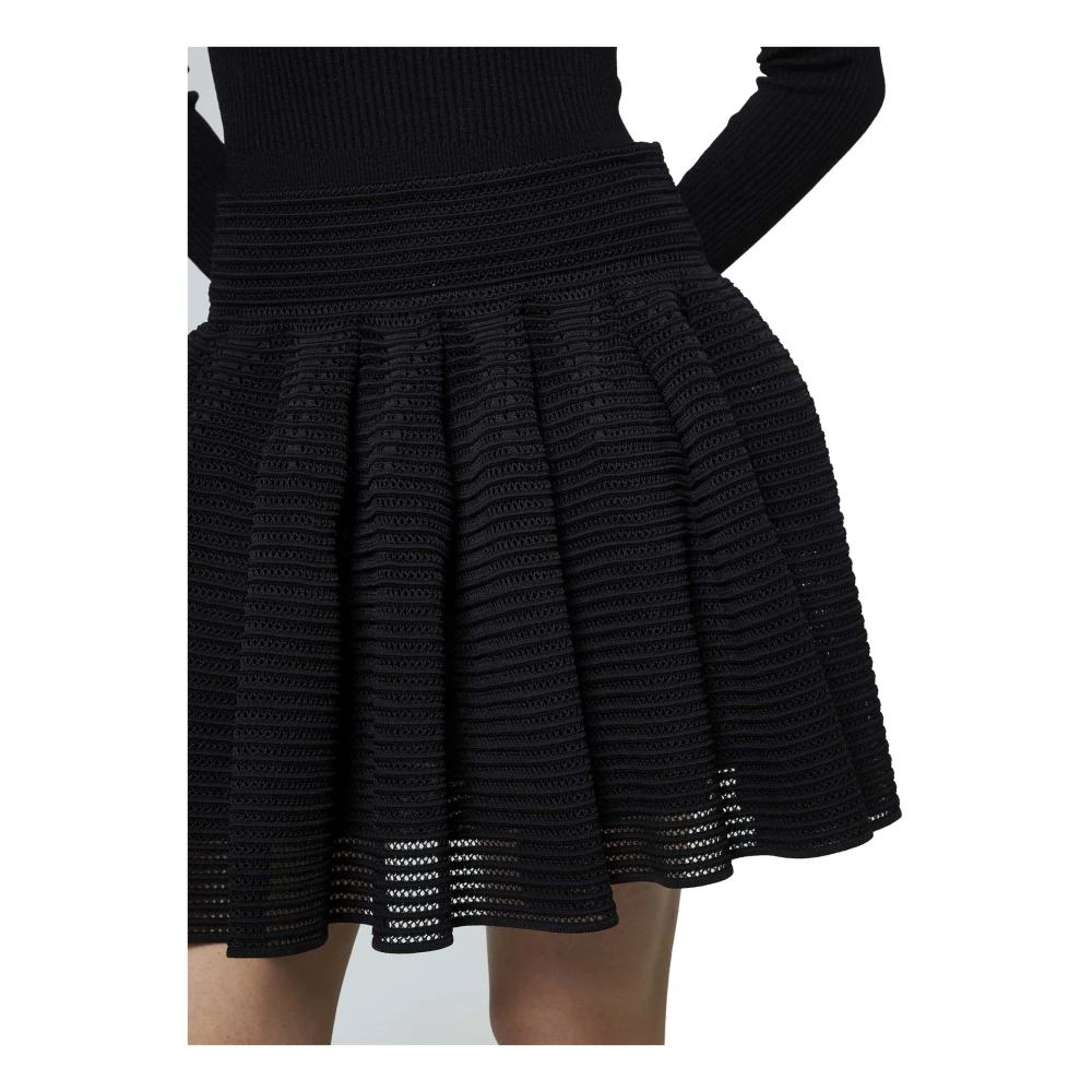 Alaïa Uitlopende Zwarte Rok Elastische Tailleband Black Dames