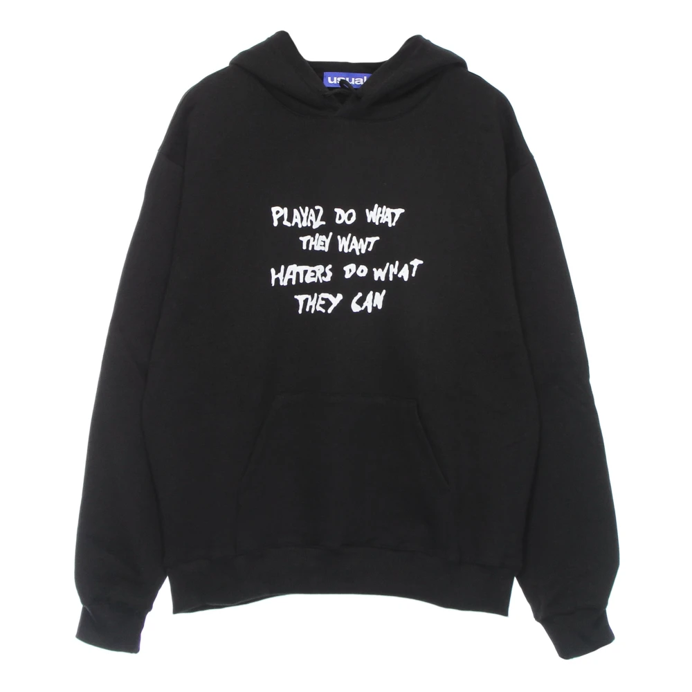 Usual Zwarte hoodie met kangoeroezak Black Heren