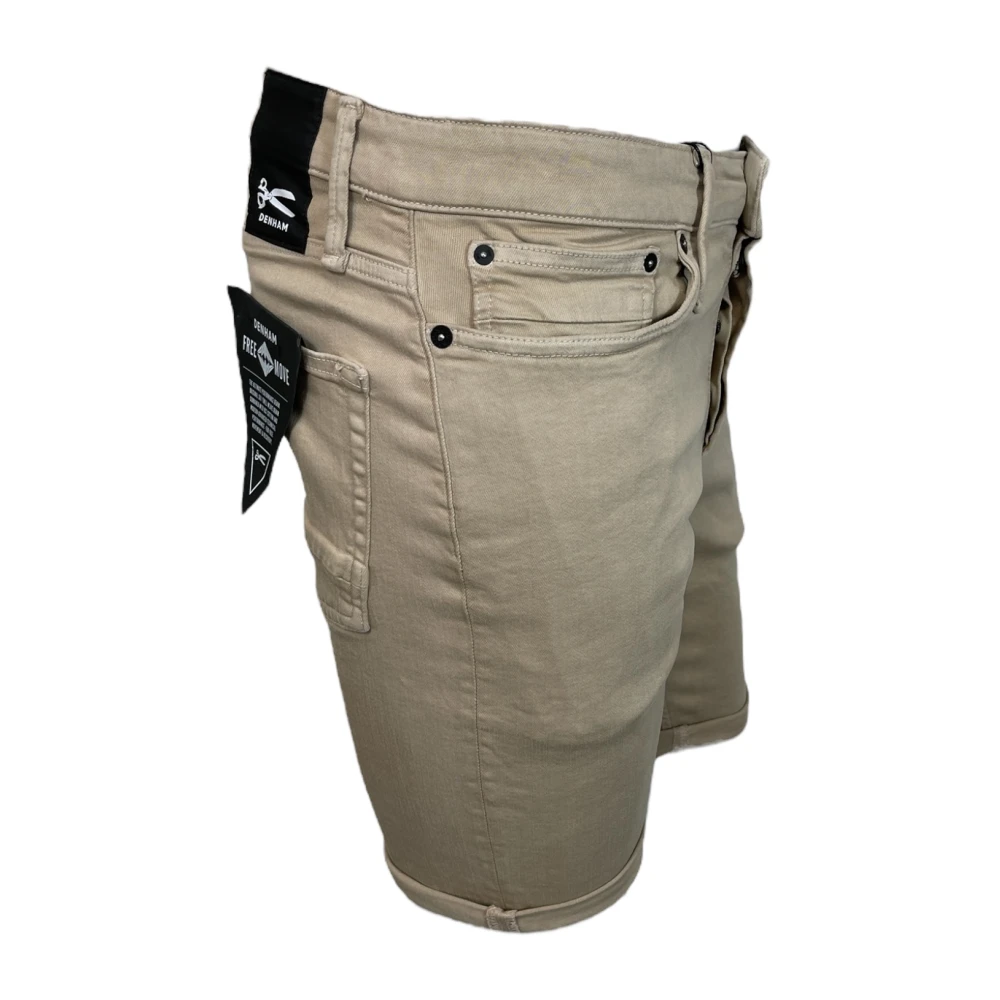Denham Slim Fit Knoopsluiting Shorts Stretch Denim Beige Heren