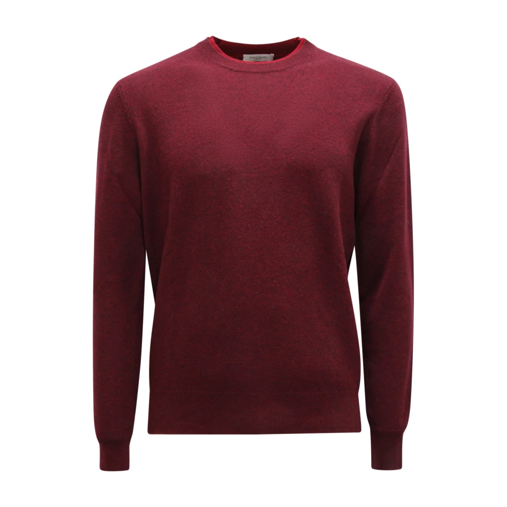 Paolo Pecora Men's Red Maglione Wool Jumper - Round-Neck Knitwear - M - Knitwear