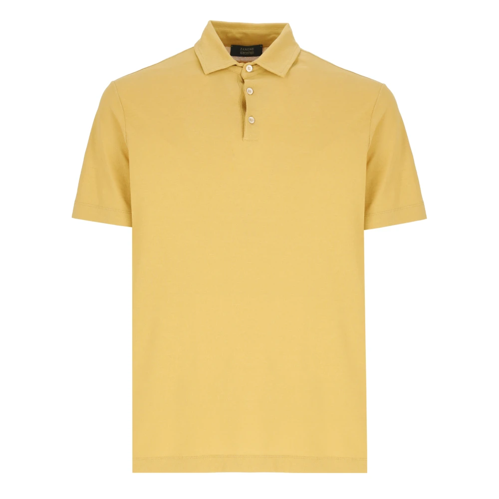 Zanone Gele Polo Shirt met Drie Knopen Yellow Heren