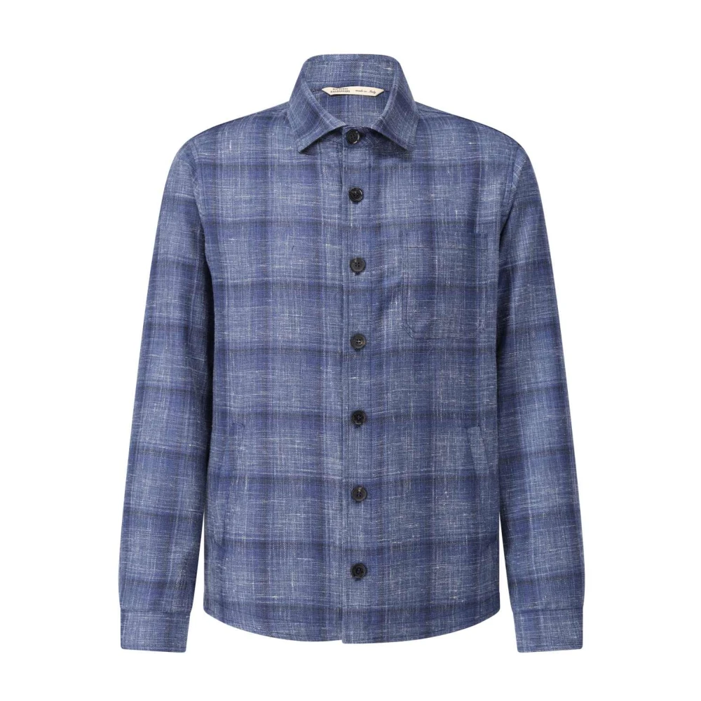 Maurizio Baldassari Wollen Overshirt met Ruitpatroon Blue Heren