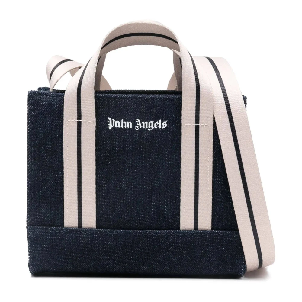 Palm Angels Denim Mini Tote Tas Blue Unisex