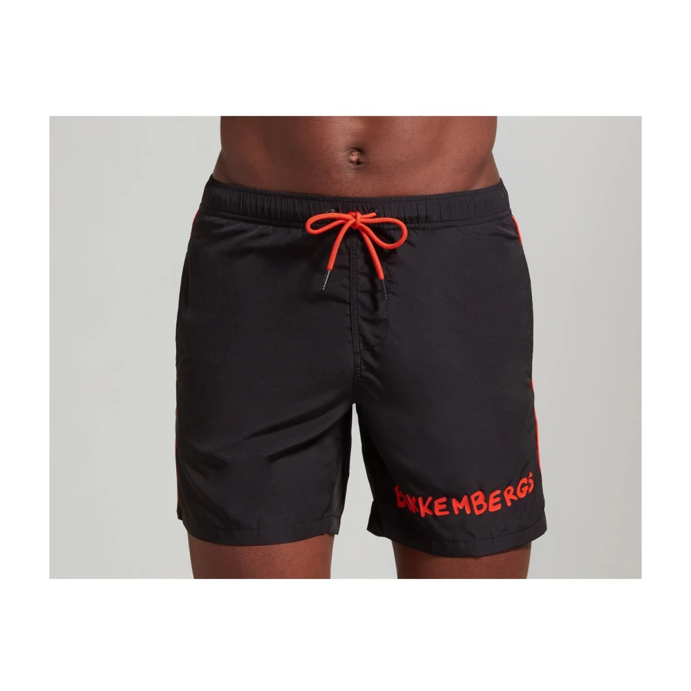 Bikkembergs Logo Print Zwemshorts Brown Heren