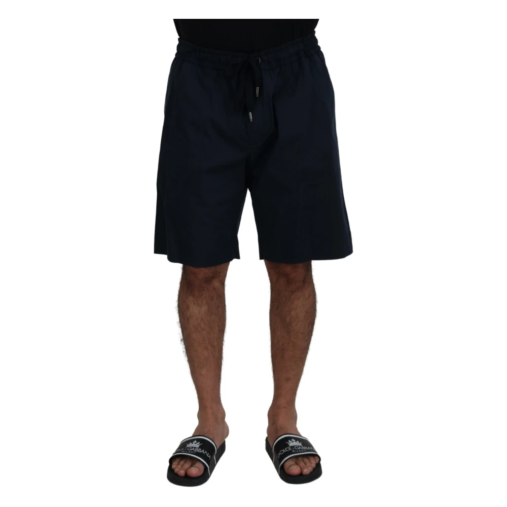 Dolce & Gabbana Blå Bermuda Mid Waist Casual Shorts Blue, Herr