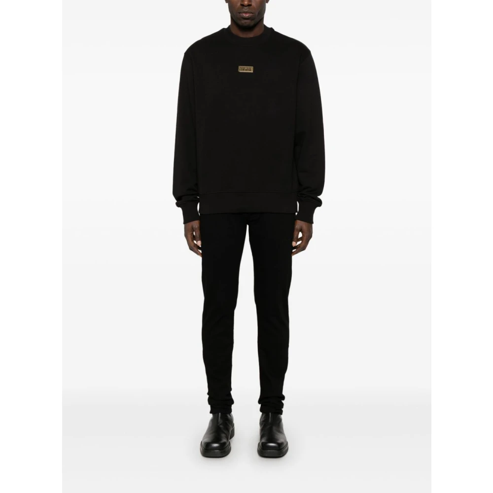 Versace Jeans Couture Zwarte Sweatshirt Stijlvol Comfort Luxe Statement Black Heren