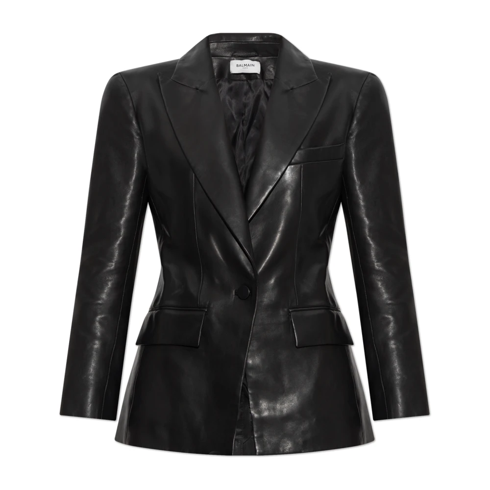 Balmain Donna Nero Blazer In Pelle Di Agnello - Immagine 3