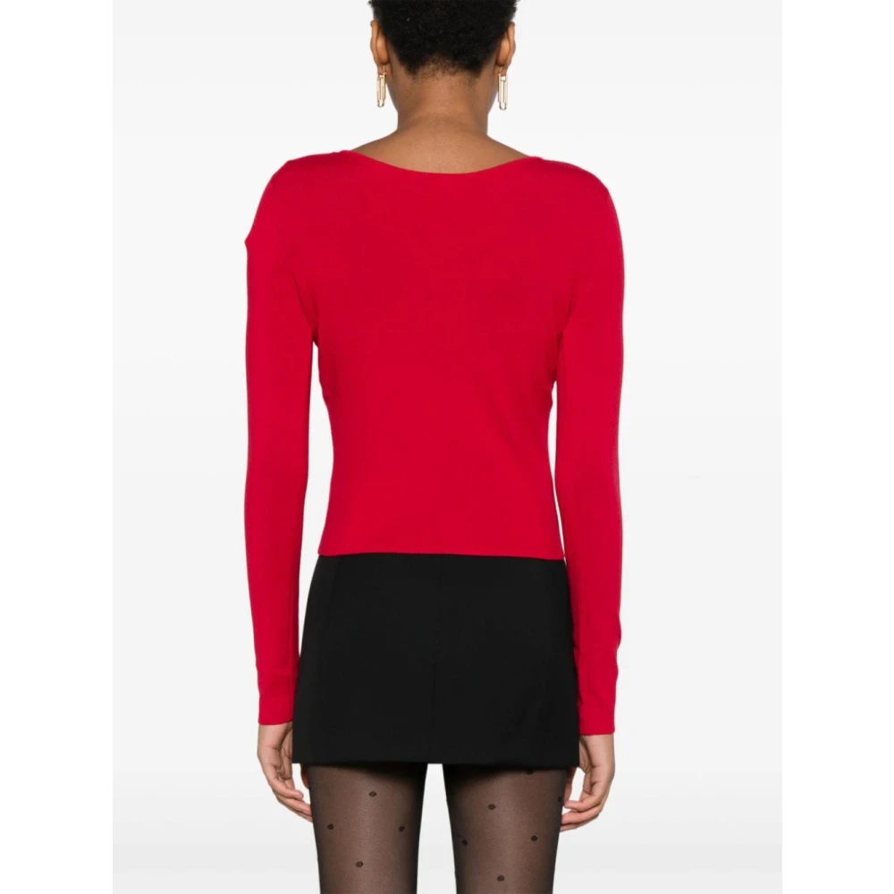 Twinset Rode V-hals trui met applicatie Red Dames
