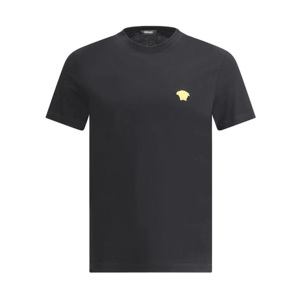 Versace Uomo Nero Maglietta In Cotone Con Logo Medusa