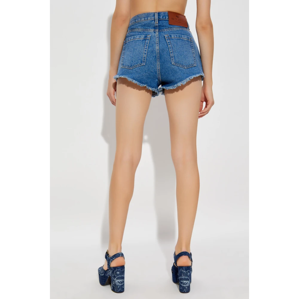 ETRO Denim shorts met vintage effect Blue Dames