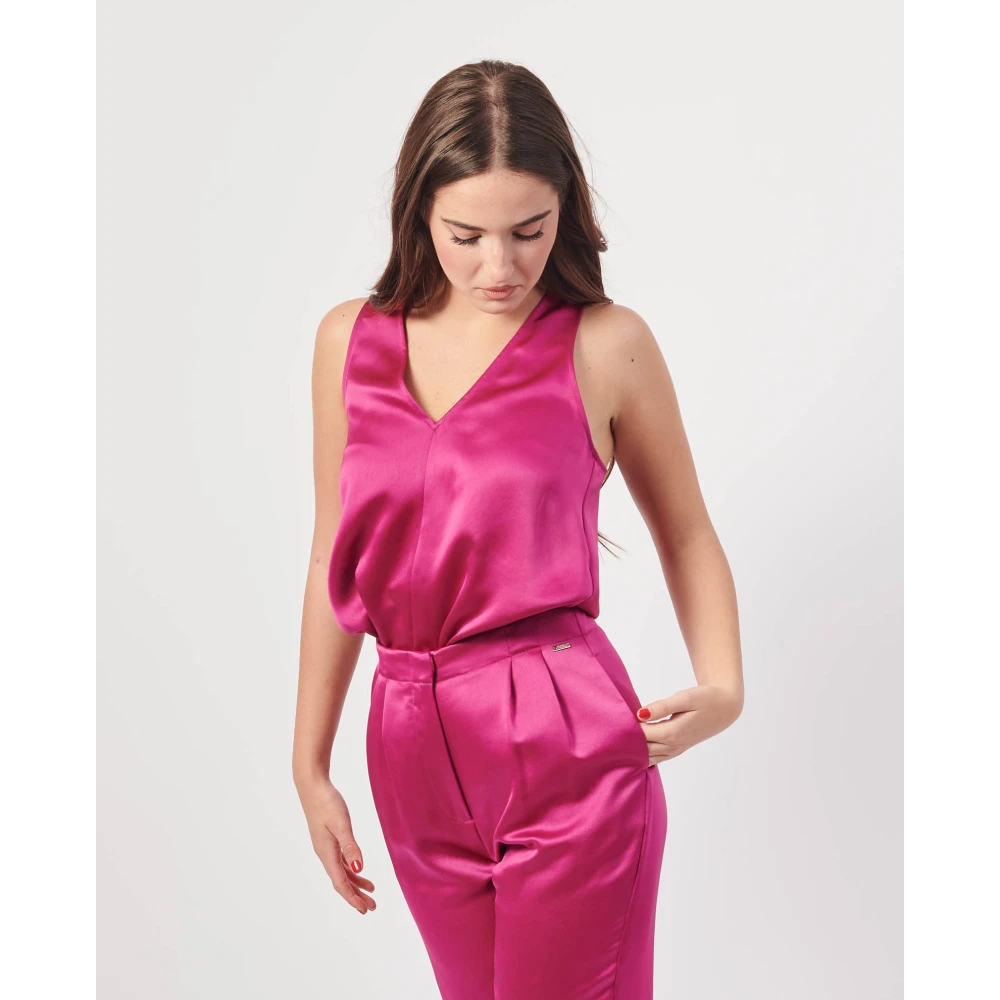 Armani Exchange Fuchsia Hoge Taille Broek Pink Dames