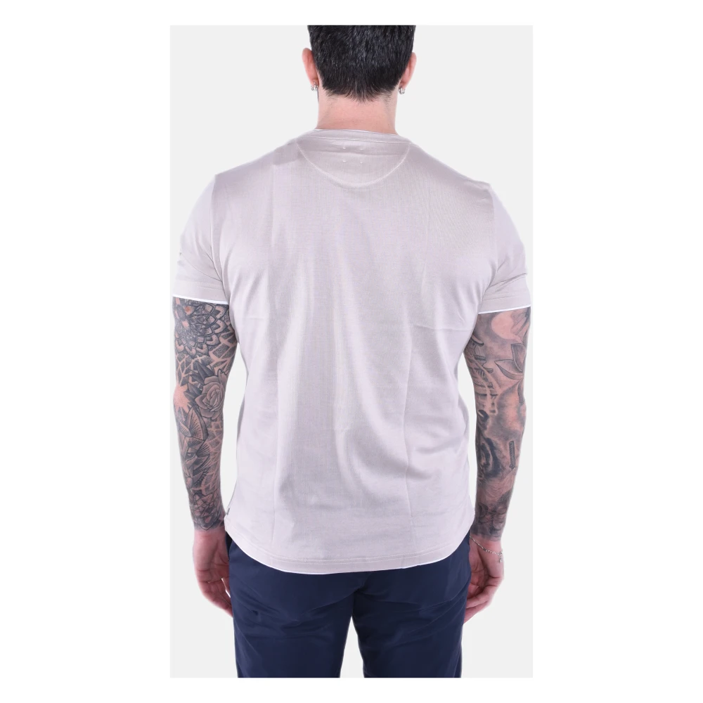 Eleventy Luxe Giza Cotton Crewneck T-Shirt Beige White Heren