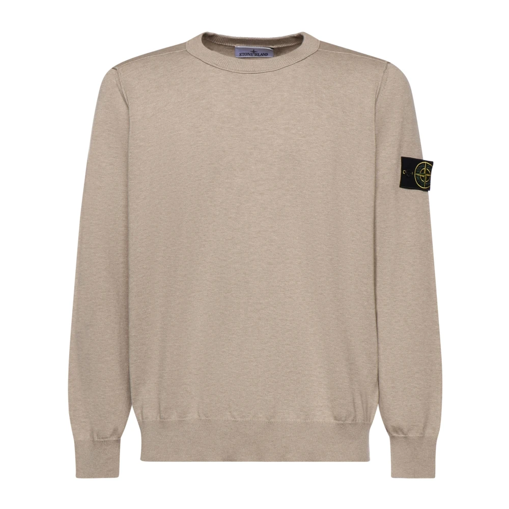 Stone Island Beige Crewneck Jumper With Rolled Edge Seams - Male - Sweatshirts - L - Sweatshirts & Hoodies