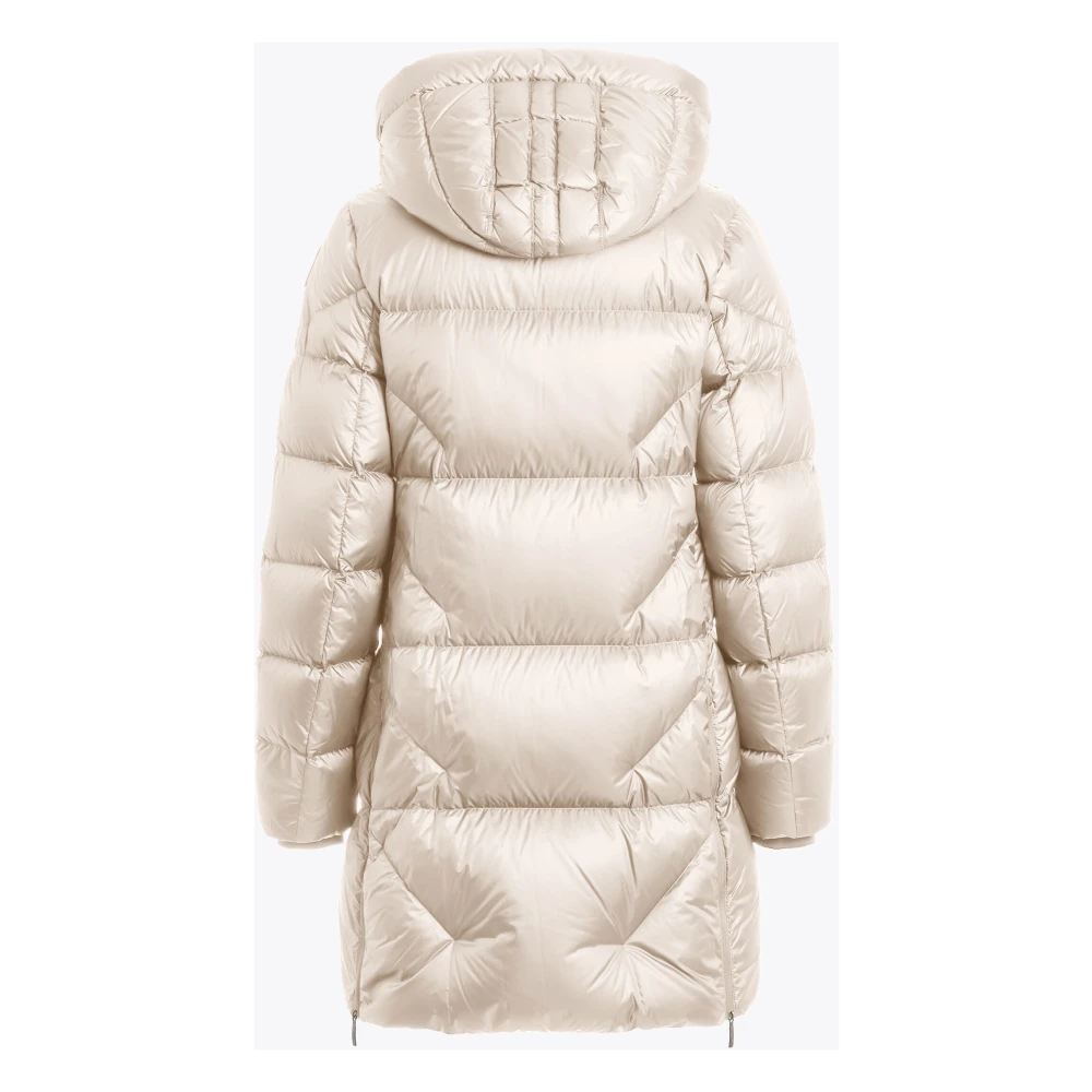 Parajumpers Lange Getailleerde Pufferjas met Capuchon Beige Dames