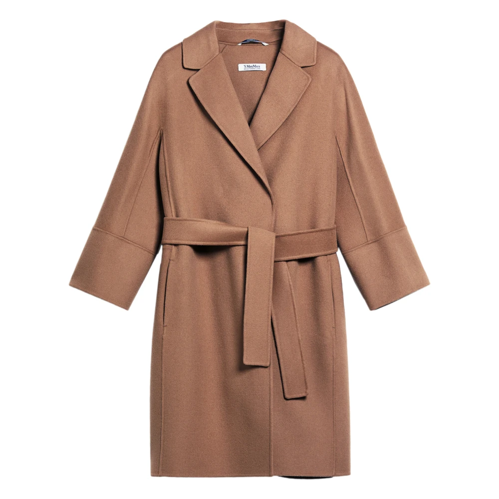 Max Mara Studio Met de hand genaaide wollen jas met wijde silhouet Brown Dames