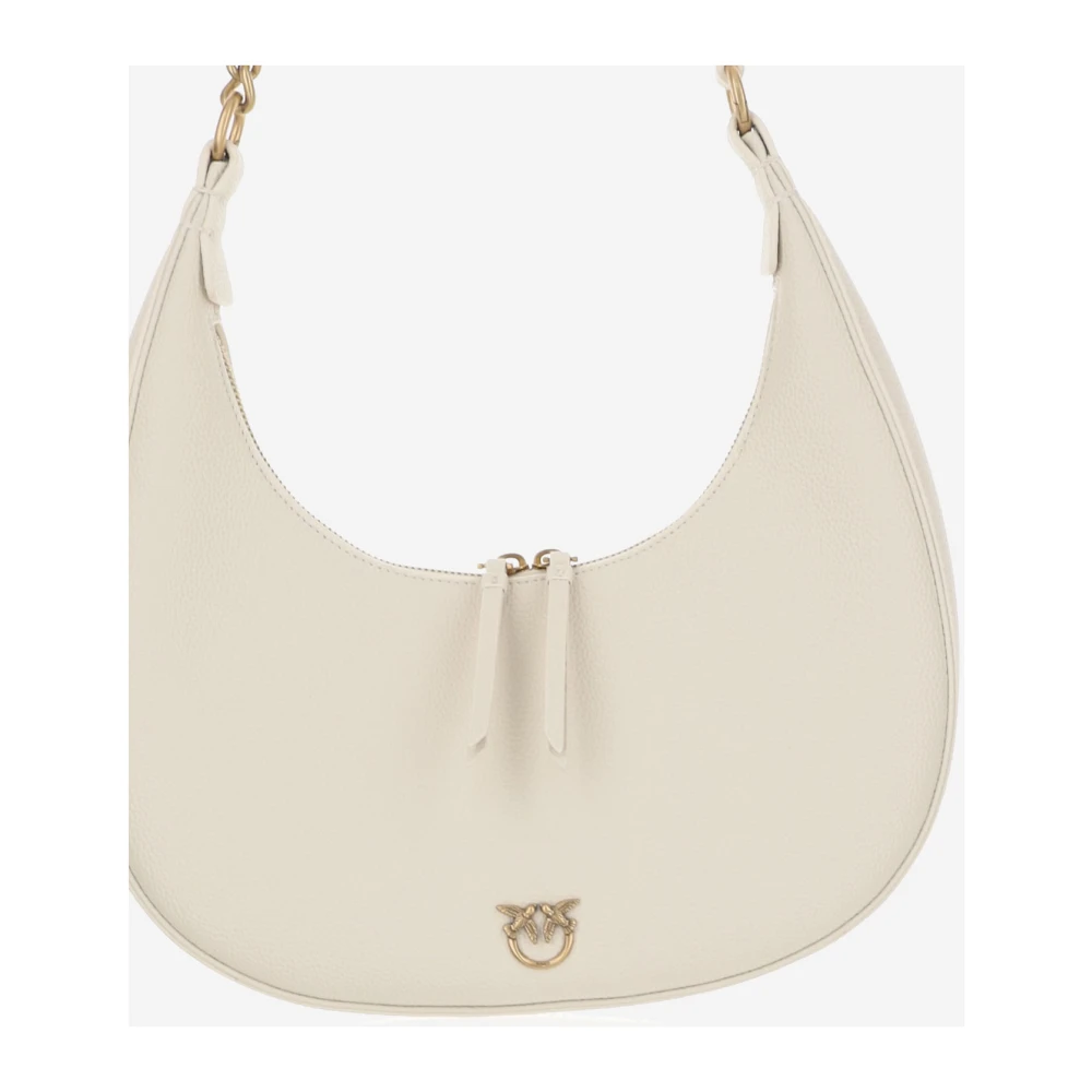pinko Love Birds Leren Tas met Diamant Gesp White Dames