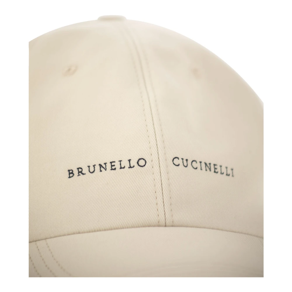 BRUNELLO CUCINELLI Canvas Baseballpet met borduursel Beige Heren