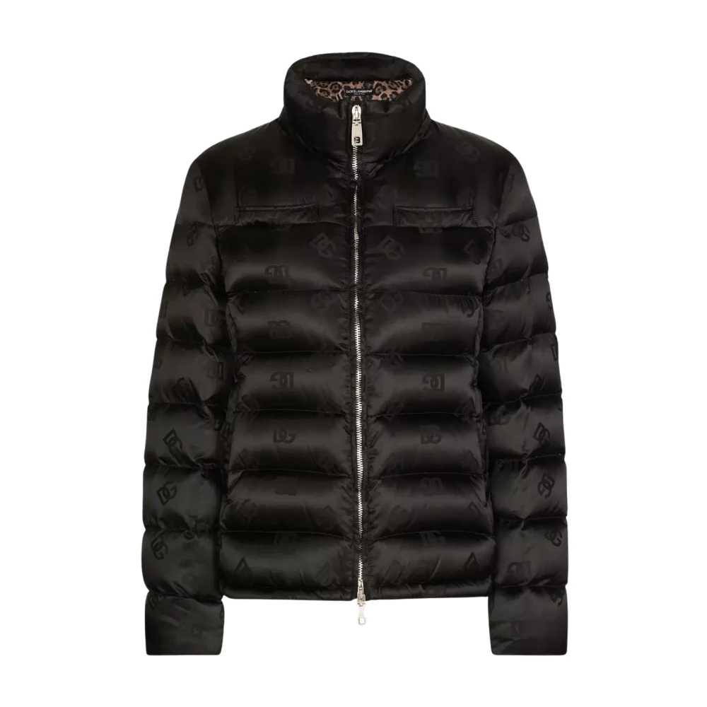 Dolce & Gabbana Women's Black Monogram Jacquard Puffer Jacket - Down Jackets - S - Jackets
