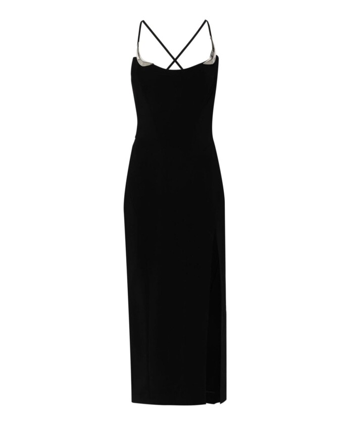 robe-midi-noire-metallisee-a-encolure-degagee