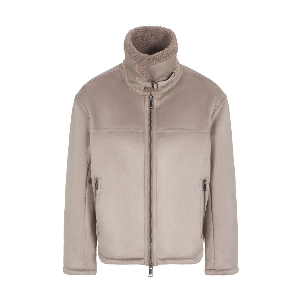 Armani Exchange Ecoshearling Jas met Ritssluiting Beige Heren