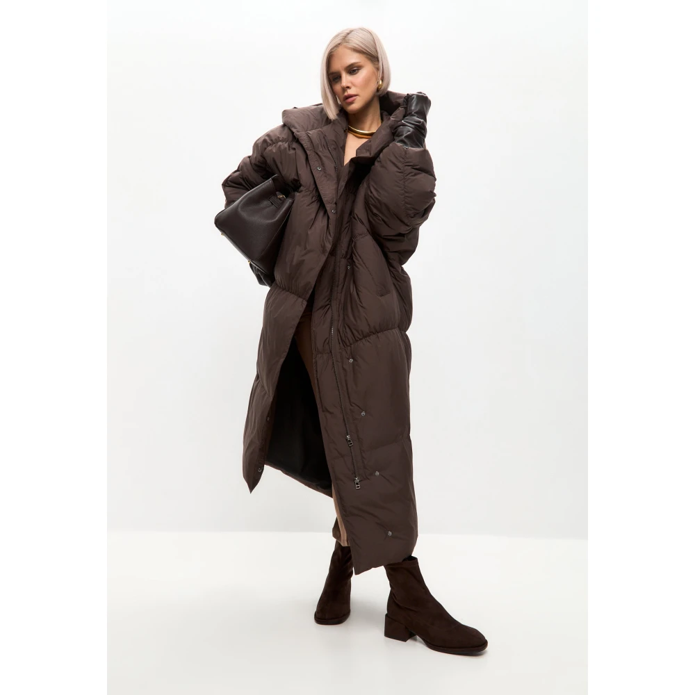 Cesare Gaspari Oversized Puffer Coat Chocolate Brown Dames