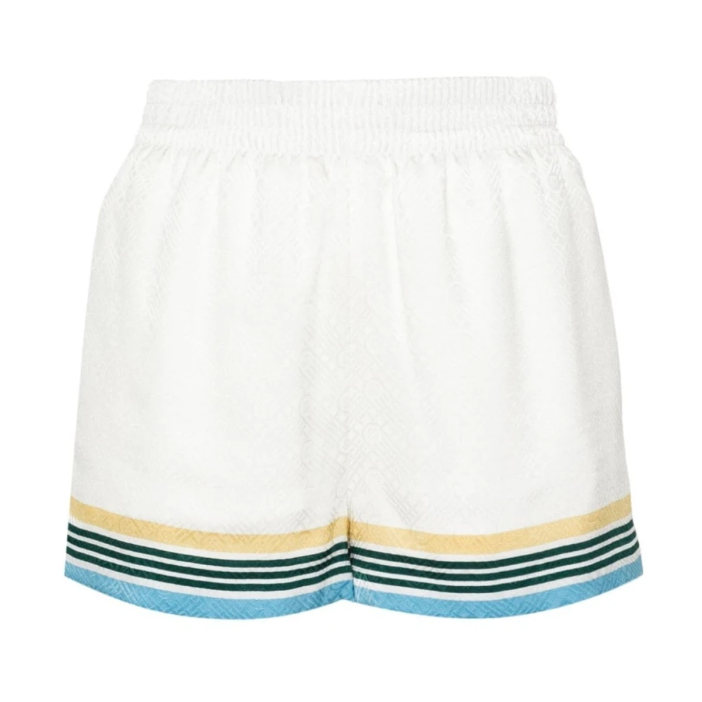 Casablanca Stijlvolle bedrukte zijden shorts White Dames