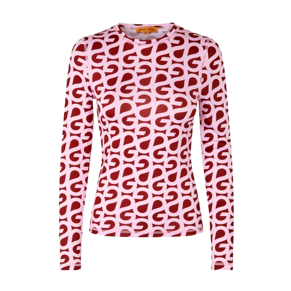 Stine Goya Chique longsleeve top met logopatroon Pink Dames