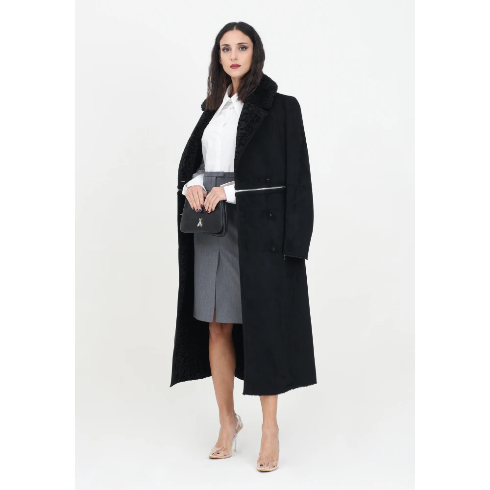PATRIZIA PEPE Omkeerbare Zwarte Jas Glam Rock Stijl Black Dames