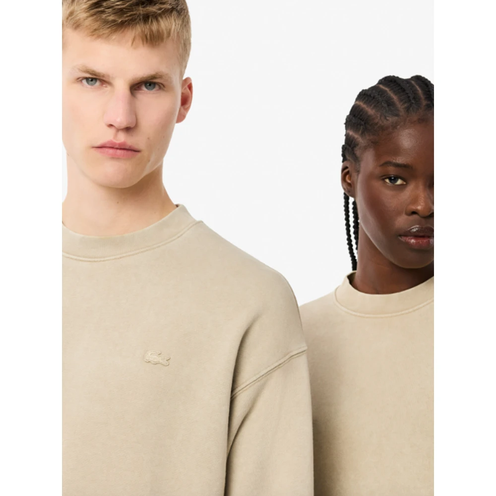 Lacoste Ruimvallende Gewassen Effect Sweater Beige Heren